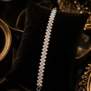 Silver Lattice Crystal Tennis Bracelet | Elviah