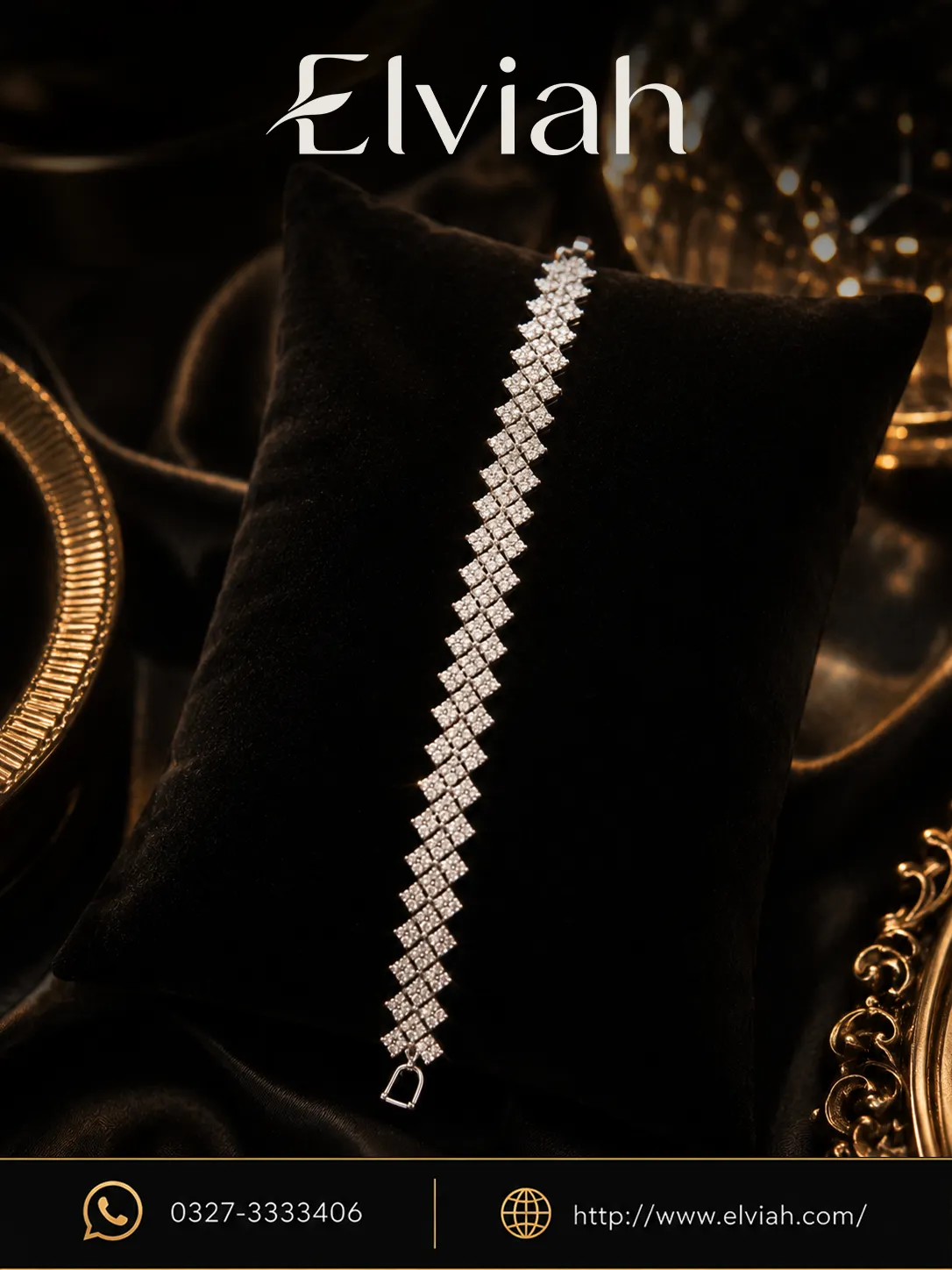 1 Silver Lattice Crystal Tennis Bracelet | Elviah