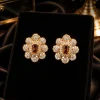 Amber Blossom Crystal Stud Earrings (1) Amber Crystal Floral Stud Earrings