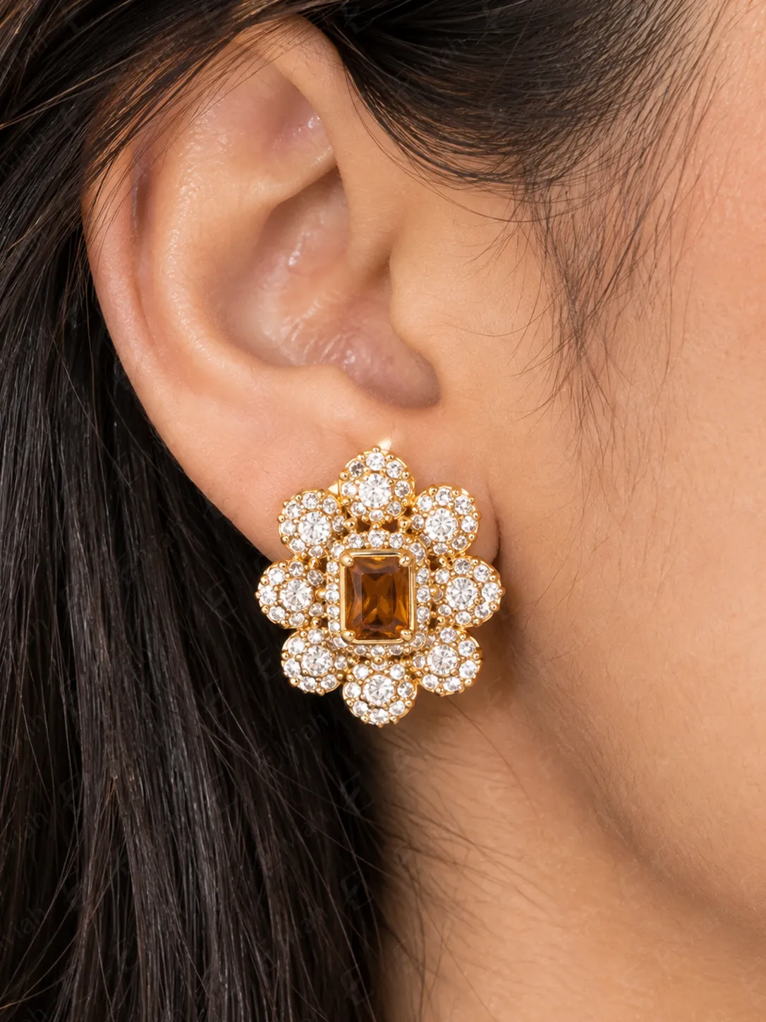 Amber Blossom Crystal Stud Earrings (3)