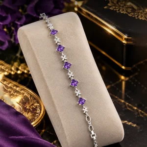 Purple Crystal Floral Bracelet