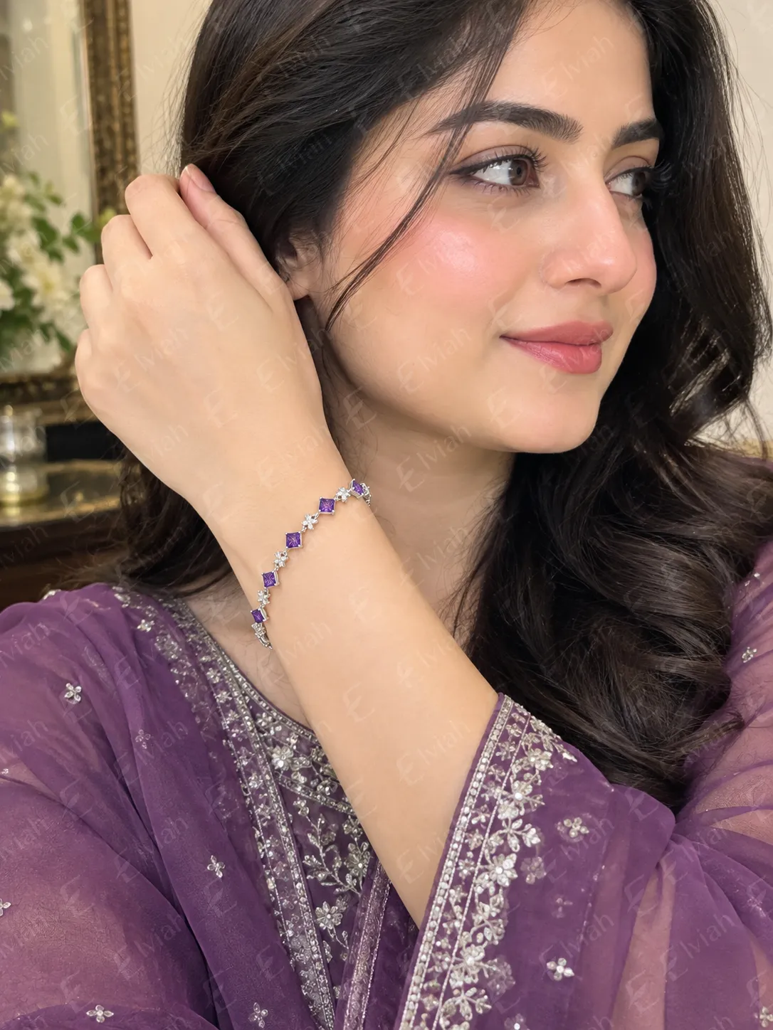 Amethyst Floral Link Bracelet (2)
