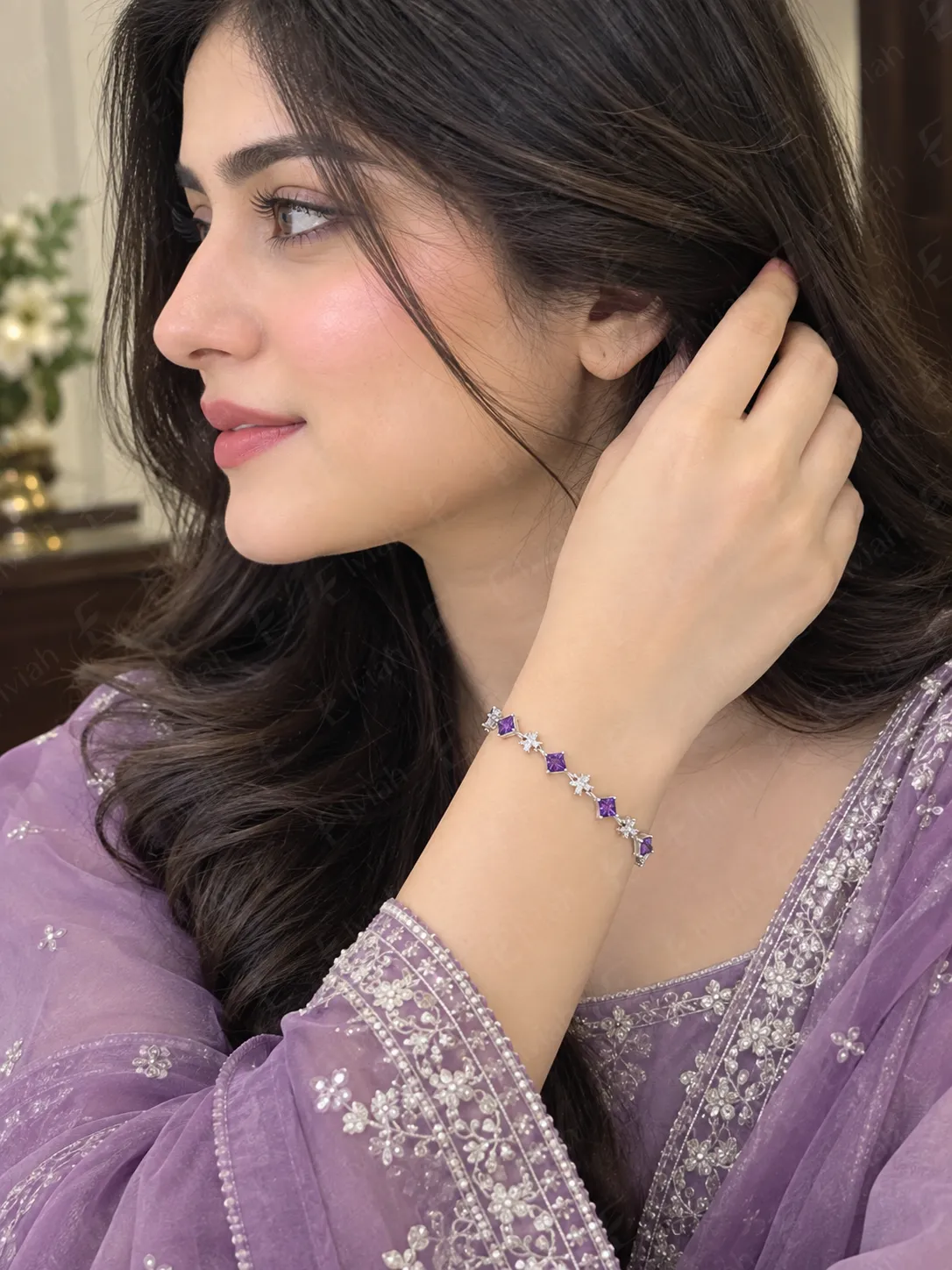 Amethyst Floral Link Bracelet (3)