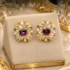 Amethyst Garden Bloom Earrings (1) Purple Crystal Floral Earrings