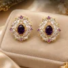 Amethyst Royal Bloom Earrings (1) Purple Amethyst Style Floral Earrings
