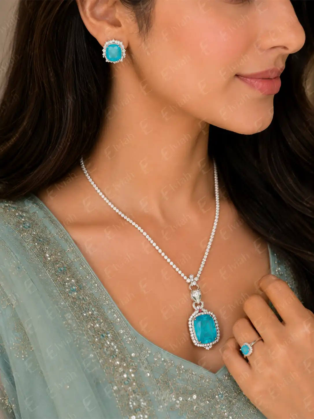 Azure Bloom Pendant Set (3)