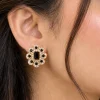 Black Onyx Blossom Crystal Stud Earrings (4)