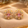 Blush Pink Floral Crystal Stud Earrings (1) Blush Pink Floral Crystal Stud Earrings