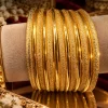 Classic Gold Texture Bangle Set (1) Traditional Gold Textured Bangle Set