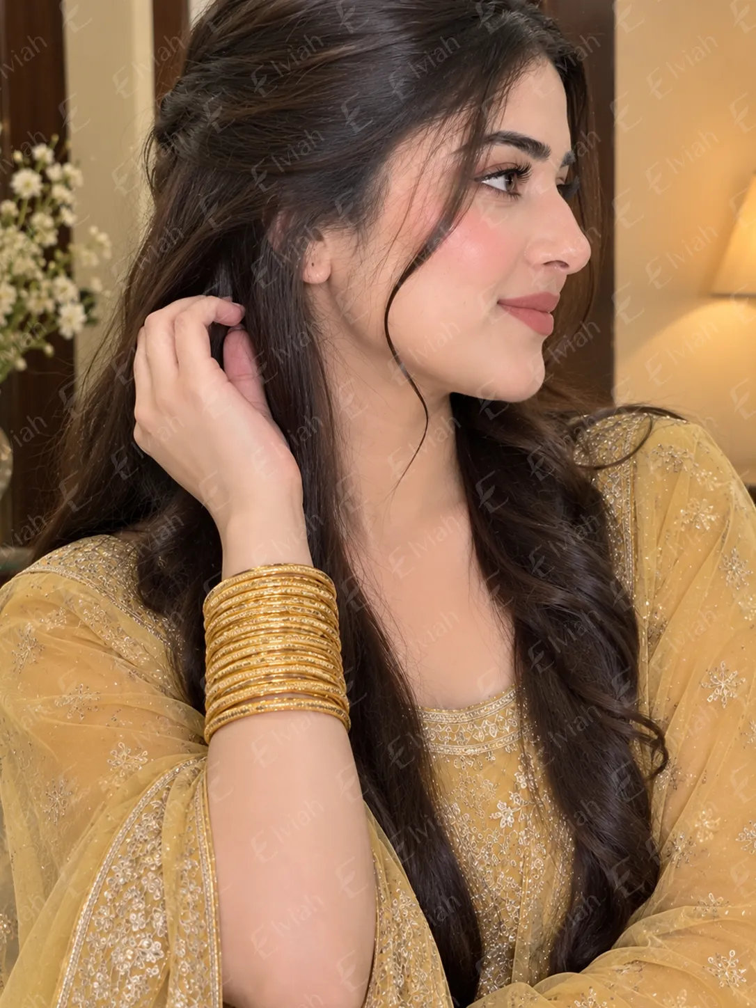 Classic Gold Texture Bangle Set (5)