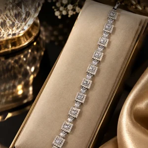 Silver Square Crystal Bracelet