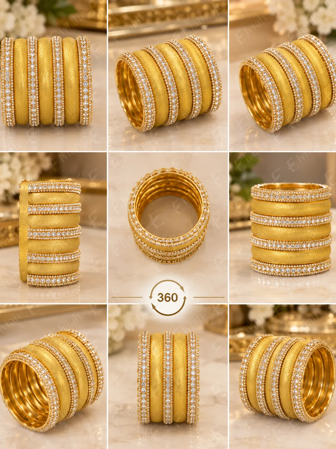 Crystal Edge Gold Bangle Set (2)