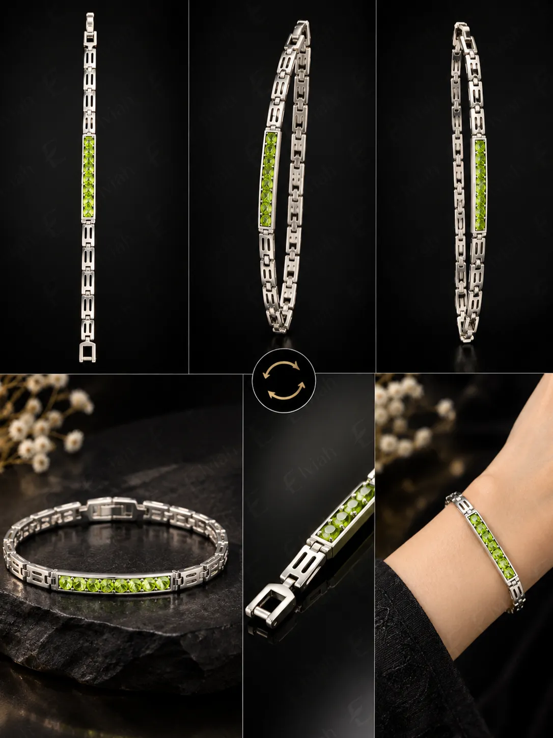 Emerald Bar Link Bracelet (6)