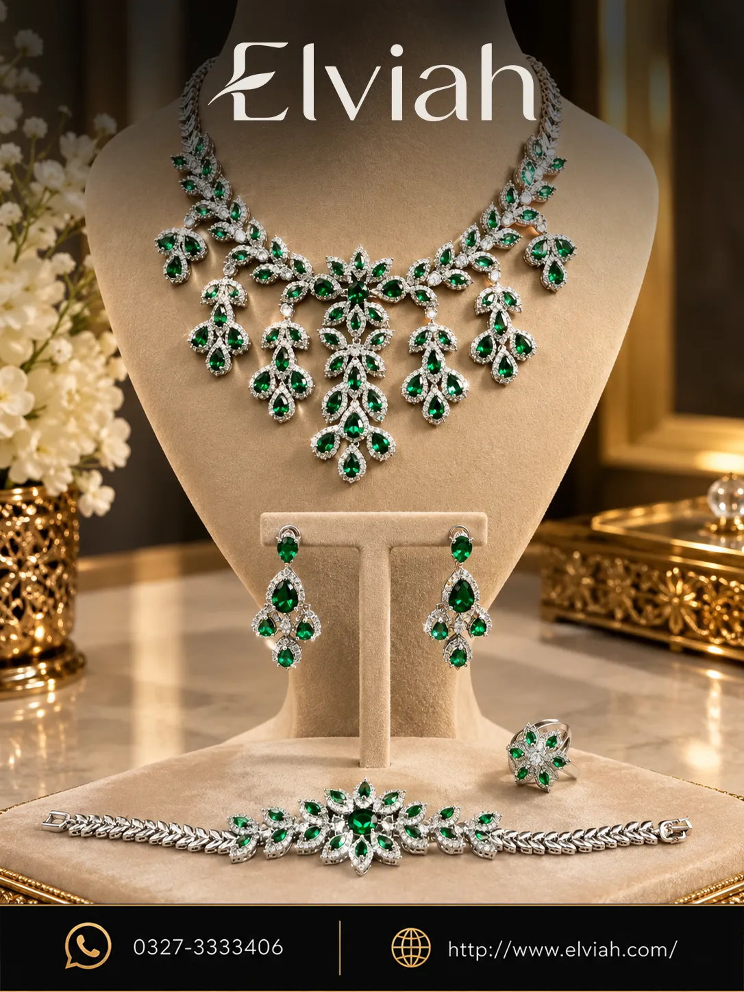 Emerald Garden Bridal Jewelry Set (1)