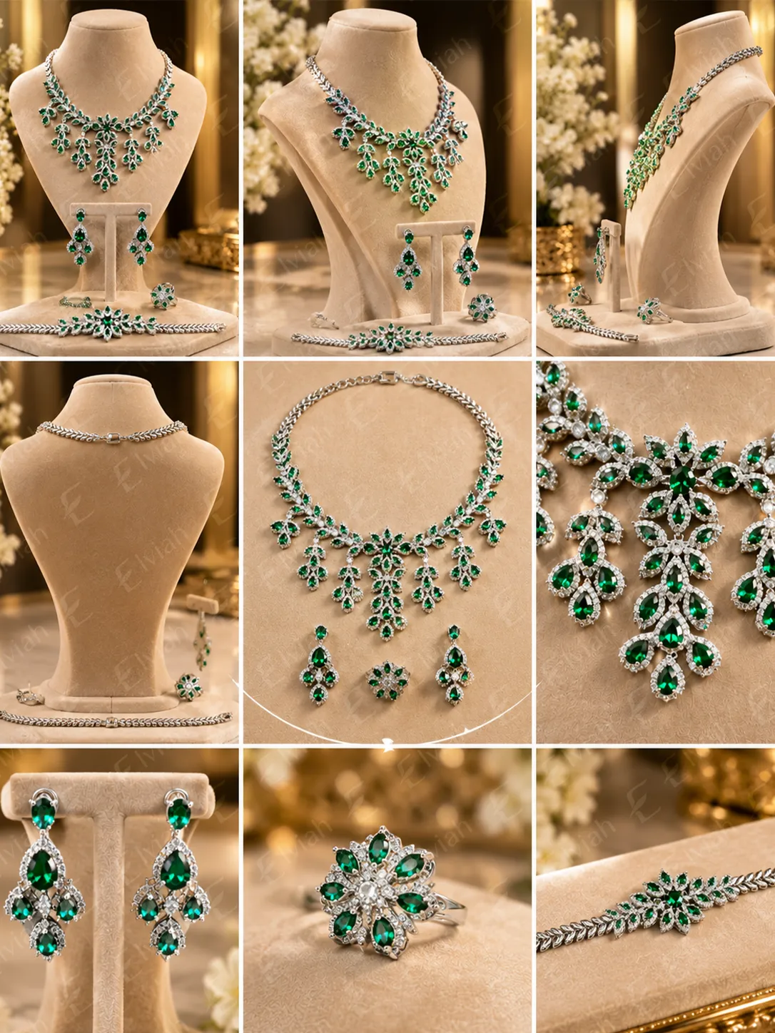 Emerald Garden Bridal Jewelry Set (2)