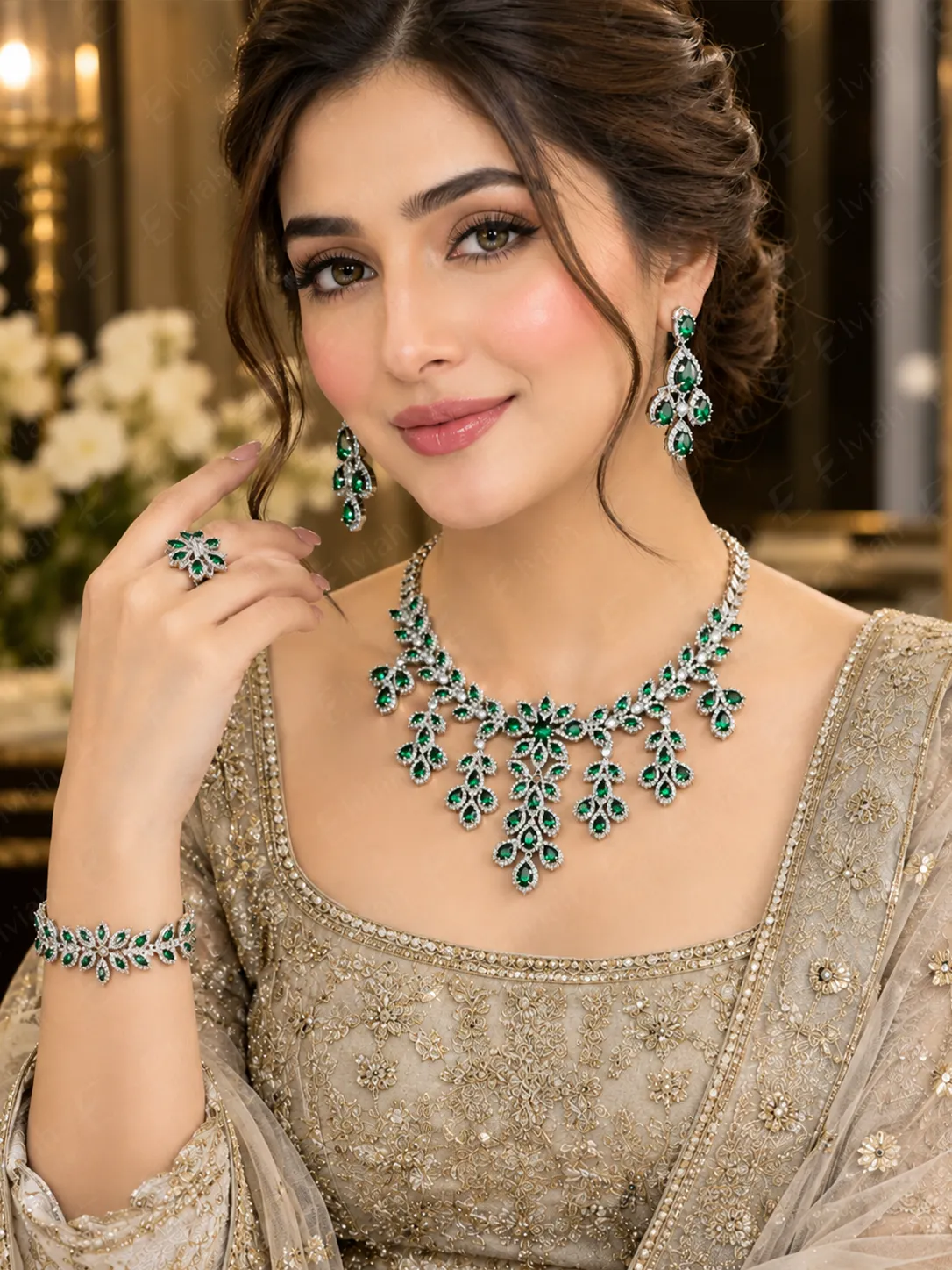 Emerald Garden Bridal Jewelry Set (3)