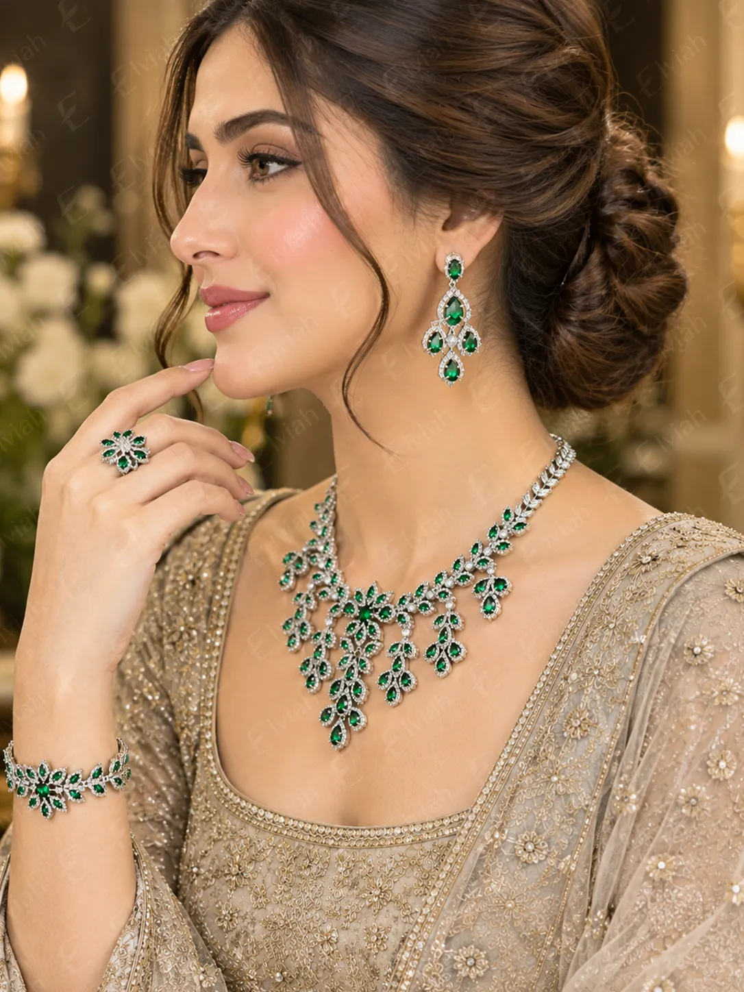 Emerald Garden Bridal Jewelry Set (4)