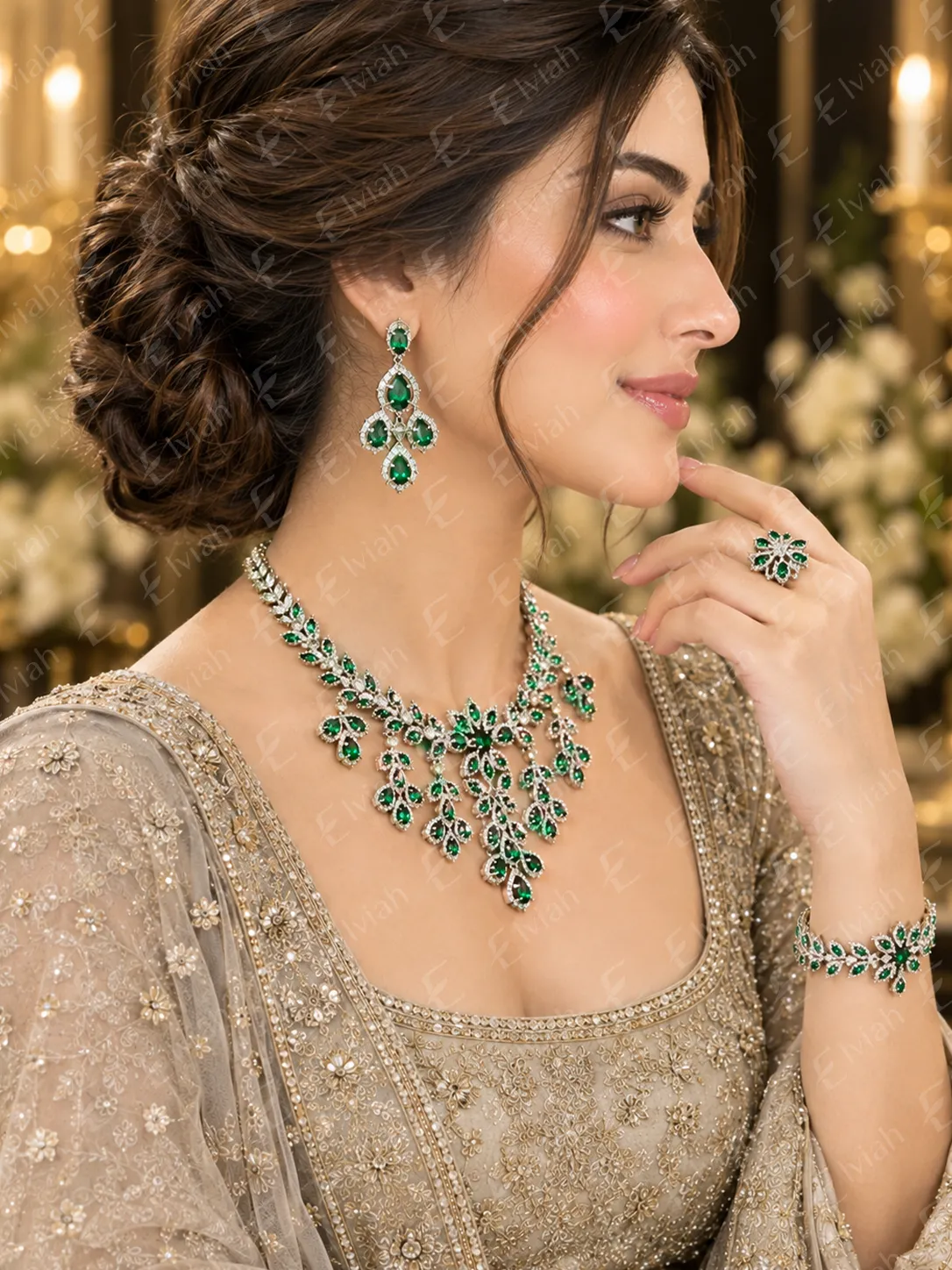 Emerald Garden Bridal Jewelry Set (5)