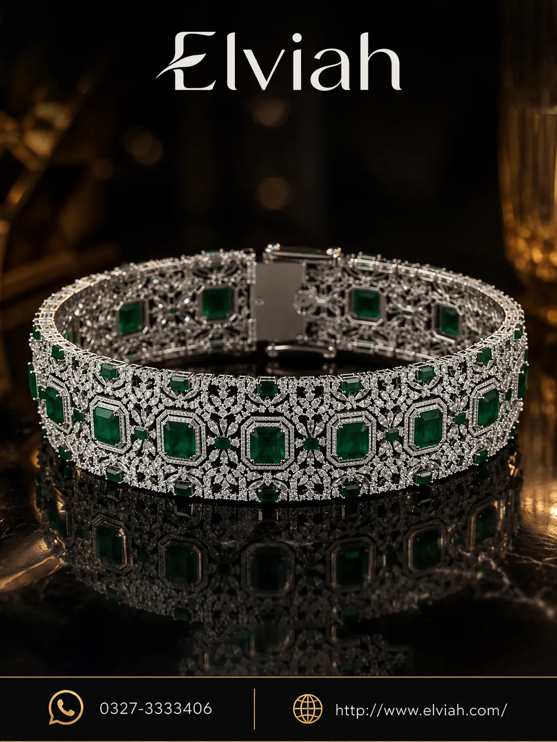 Emerald Imperial Panel Bracelet (1) Green Crystal Statement Bracelet