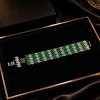 Emerald Mosaic Wide Bracelet (1) Green & Silver Statement Bracelet | Emerald Mosaic by Elviah
