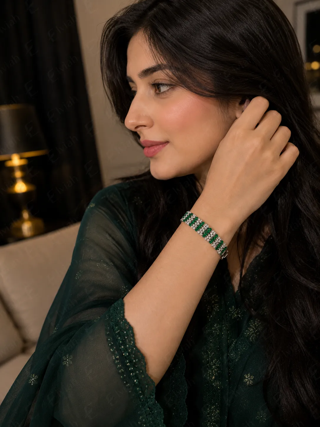 Emerald Mosaic Wide Bracelet (4)