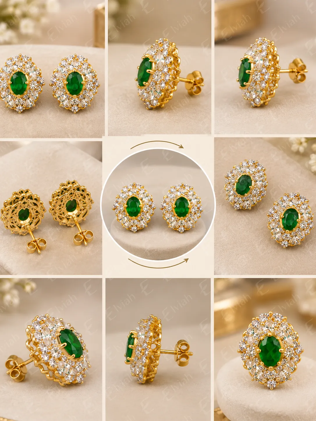 Emerald Royal Bloom Earrings (2)