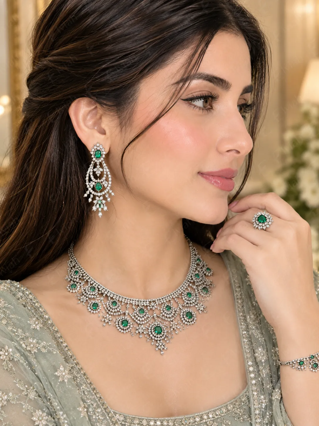 Emerald Royale Bridal Jewelry Set (3)
