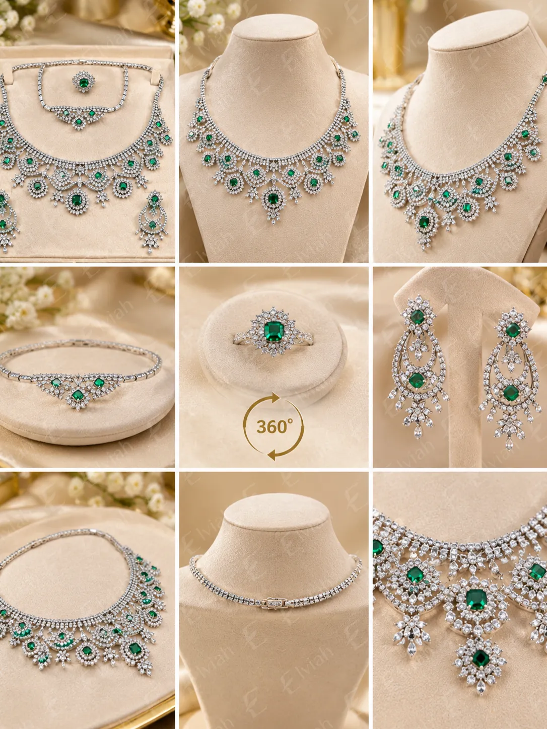 Emerald Royale Bridal Jewelry Set (5)