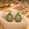 Emerald Teardrop Crystal Earrings (1) Green Emerald Style Teardrop Earrings