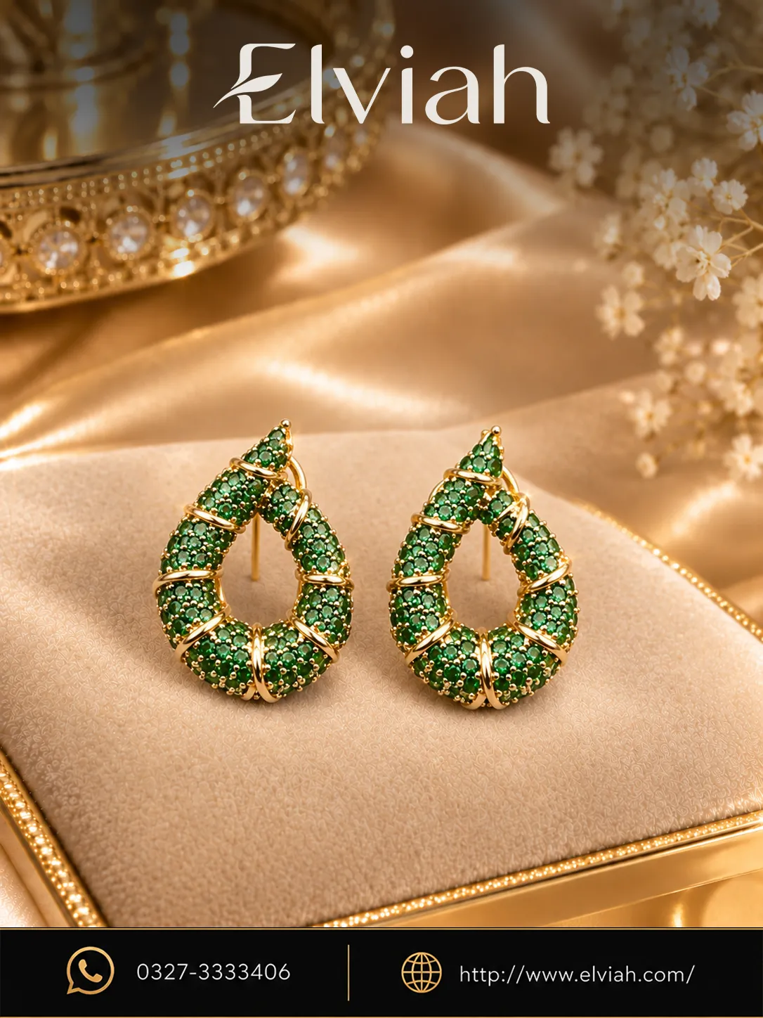 Emerald Teardrop Crystal Earrings (1) Green Emerald Style Teardrop Earrings