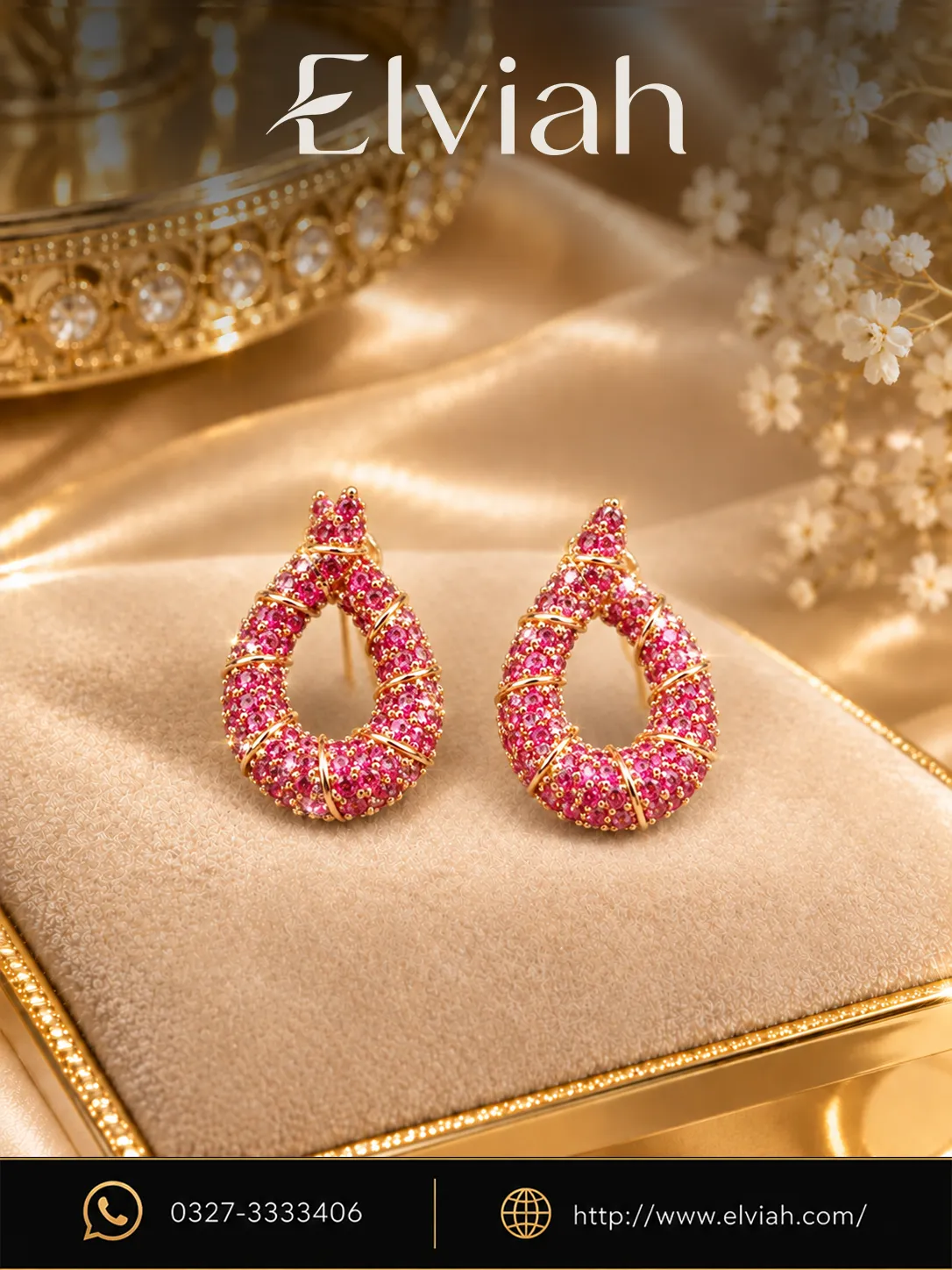 Fuchsia Crystal Teardrop Earrings (1)