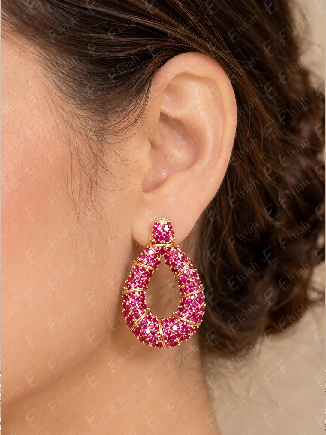 Fuchsia Crystal Teardrop Earrings (5)