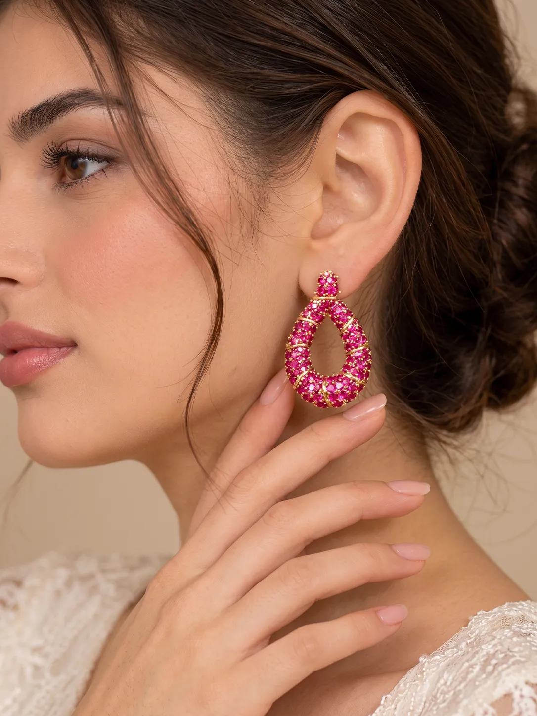 Fuchsia Crystal Teardrop Earrings (7)