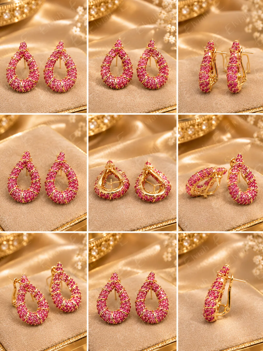 Fuchsia Crystal Teardrop Earrings (8)