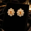 Golden Amber Blossom Stud Earrings (1)