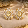Golden Citrine Bloom Earrings (1) Gold Floral Crystal Earrings