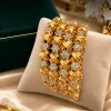 Golden Fleur Mosaic Cuff Gold Floral Statement Cuff Bracelet