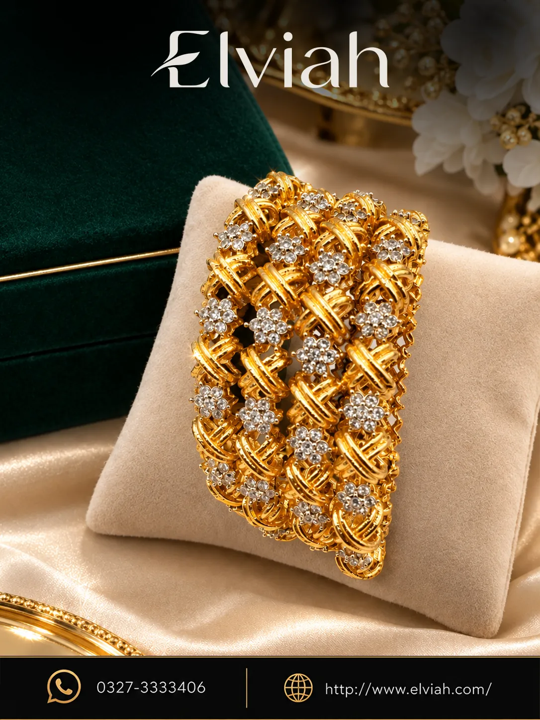Gold Floral Statement Cuff Bracelet