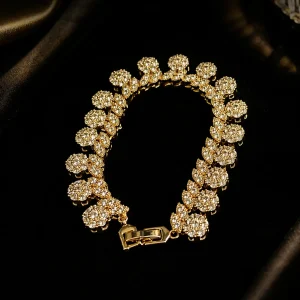 Gold Tone Floral Statement Bracelet | Elviah