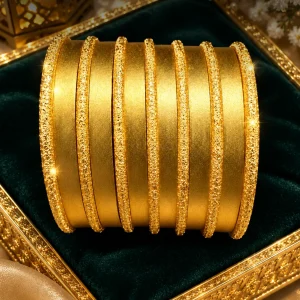 Gold Textured Bangle Set