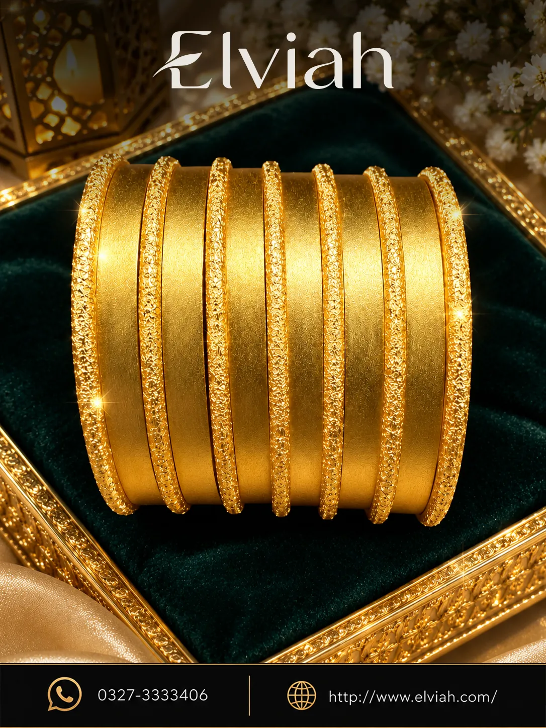 Golden Heritage Textured Bangle Set (1) Gold Textured Bangle Set