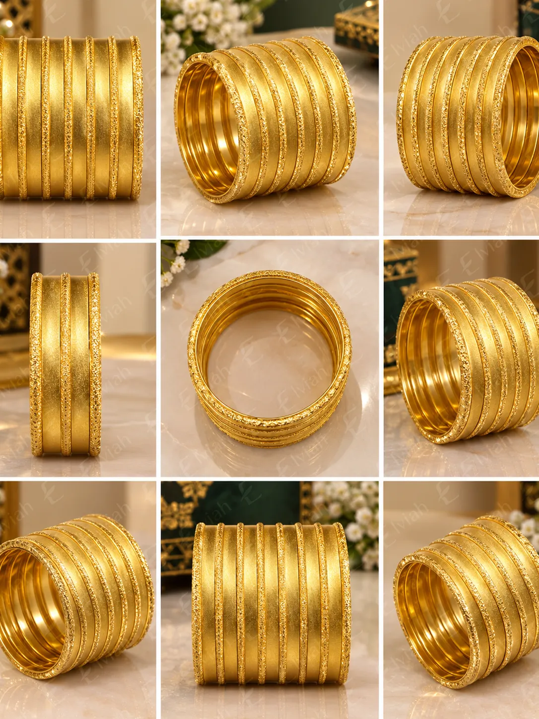 Golden Heritage Textured Bangle Set (2)