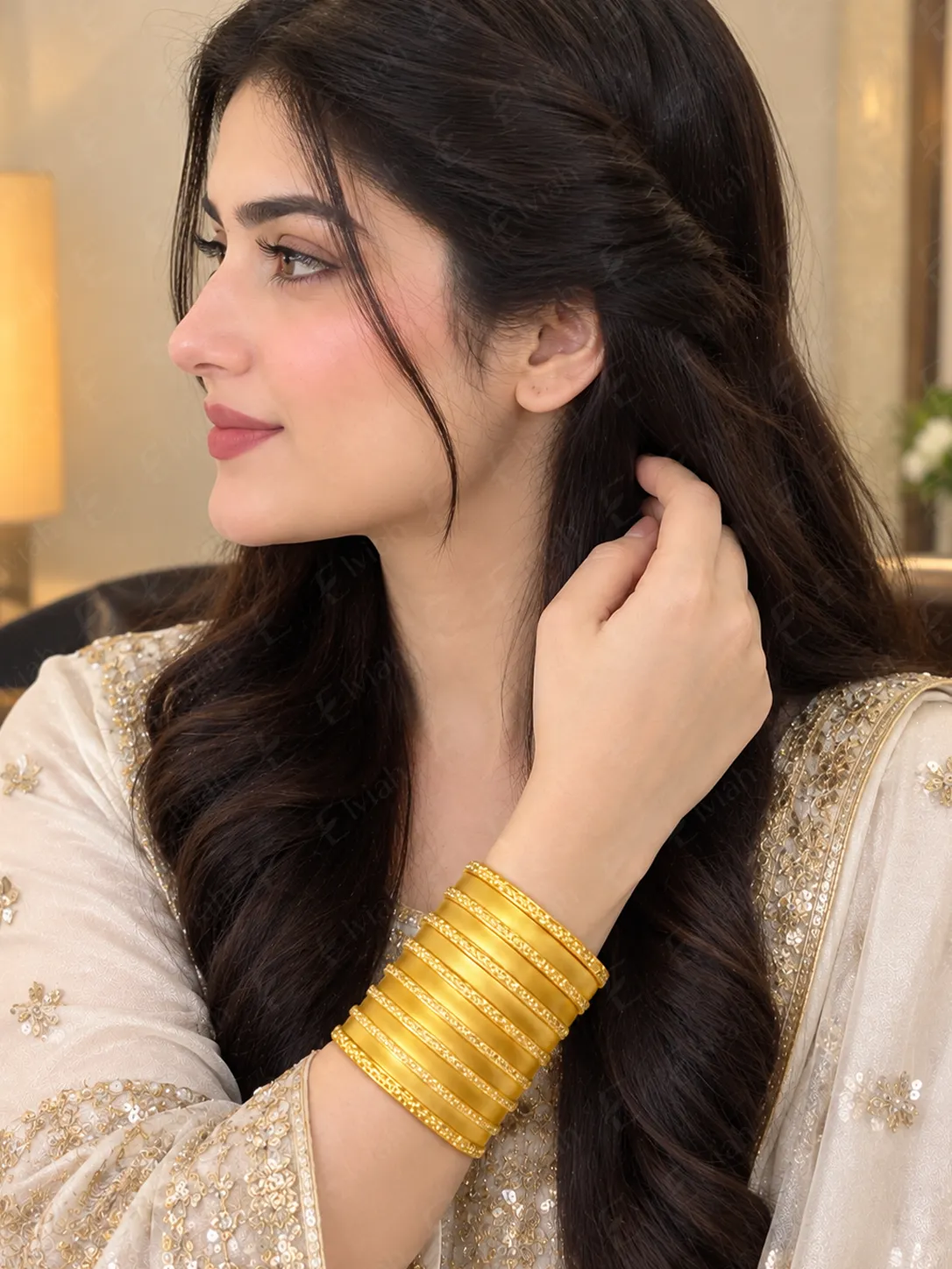 Golden Heritage Textured Bangle Set (3)