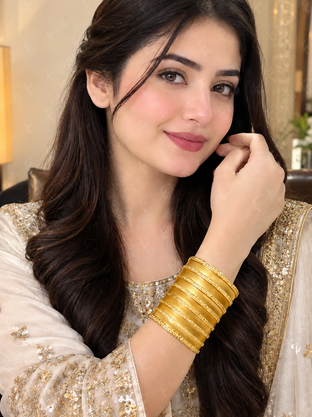 Golden Heritage Textured Bangle Set (4)