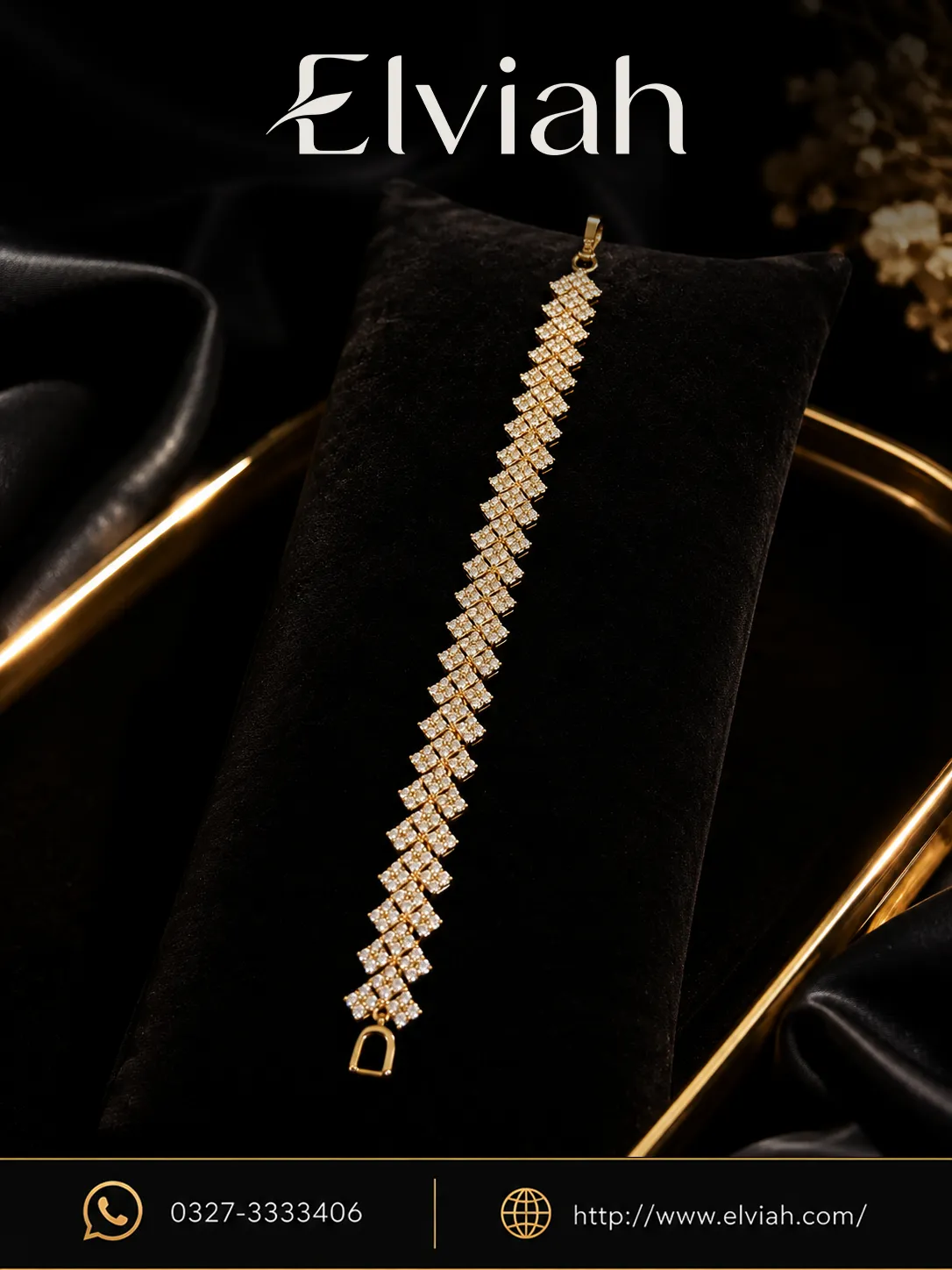 Gold Tone Lattice Crystal Bracelet | Elviah