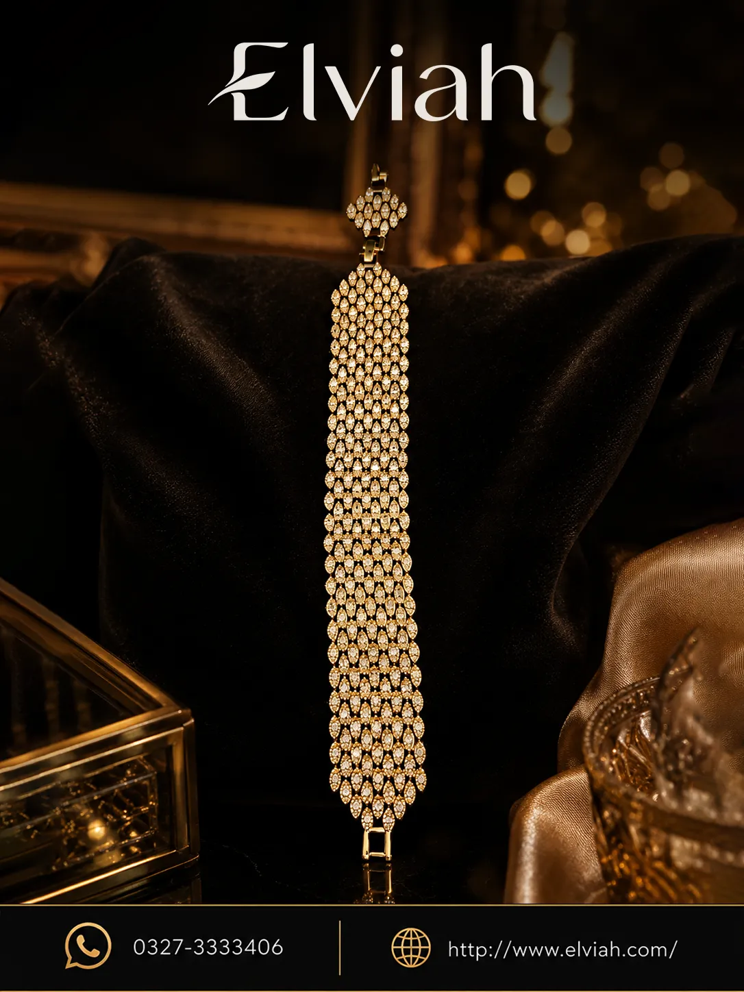 Golden Marquise Column Bracelet (1) Gold Tone Marquise Crystal Statement Bracelet | Elviah