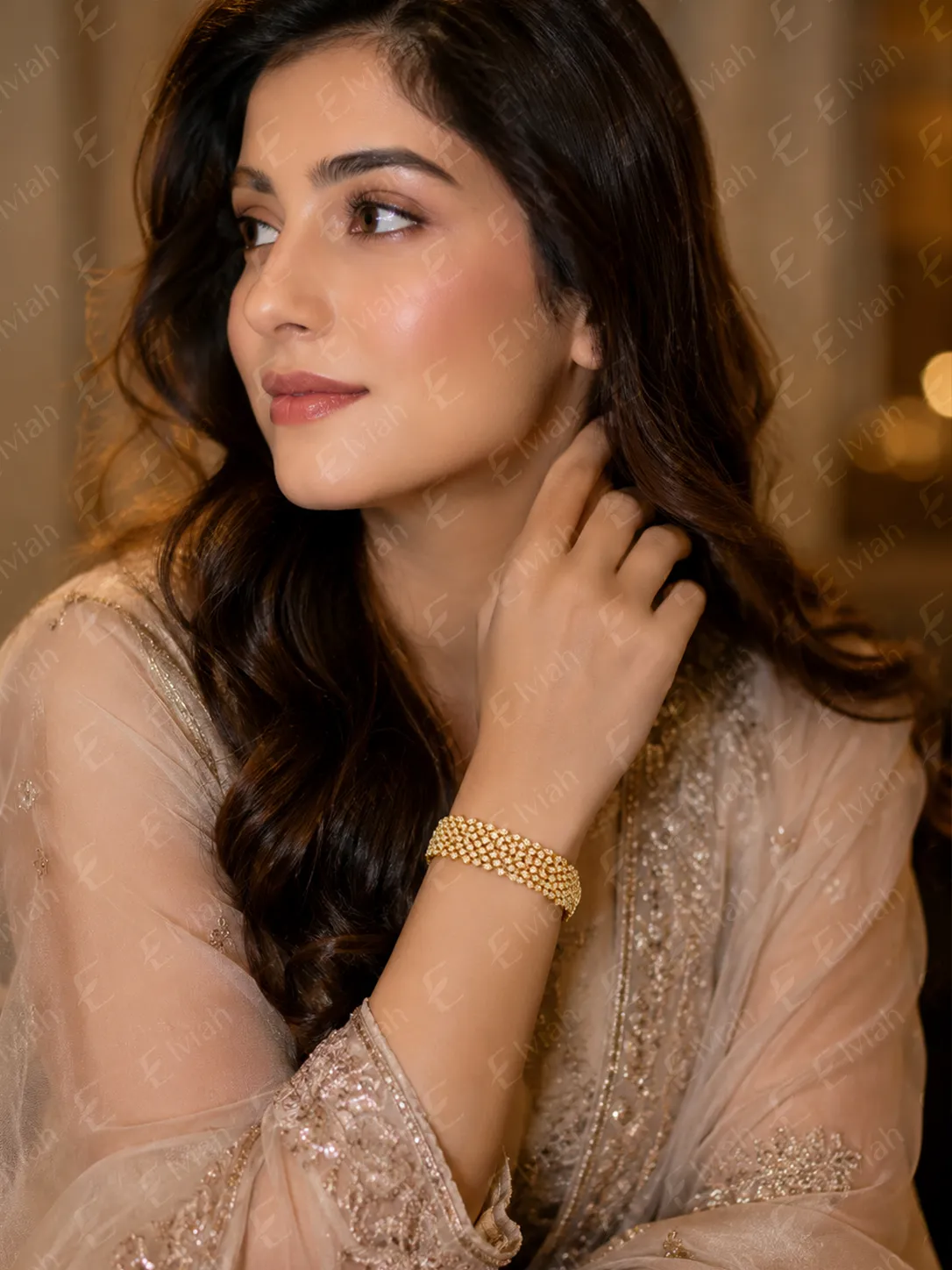 Golden Marquise Column Bracelet (2)