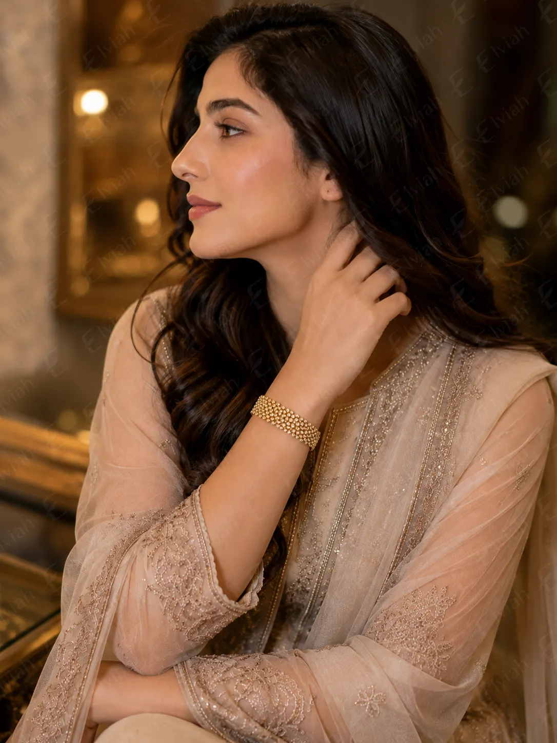 Golden Marquise Column Bracelet (3)