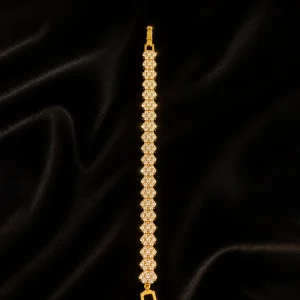 Gold Tone Crystal Petal Tennis Bracelet | Elviah