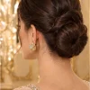 Mint Green Floral Crystal Stud Earrings (4)